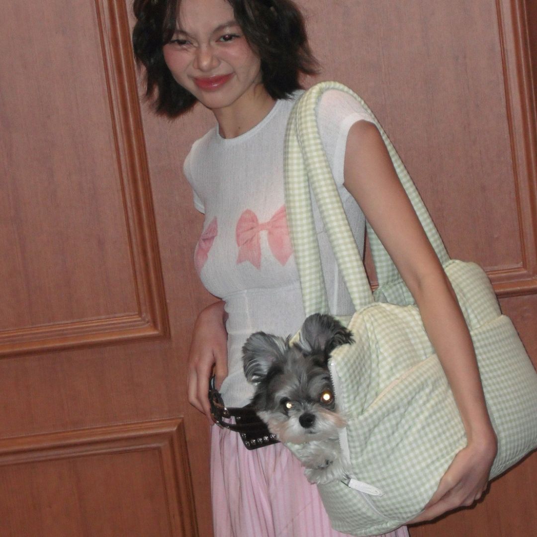 【予約】wide bag -  plaid green [APERTY]