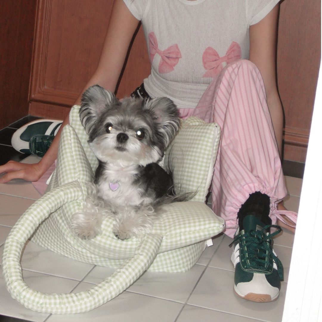 【予約】wide bag -  plaid green [APERTY]