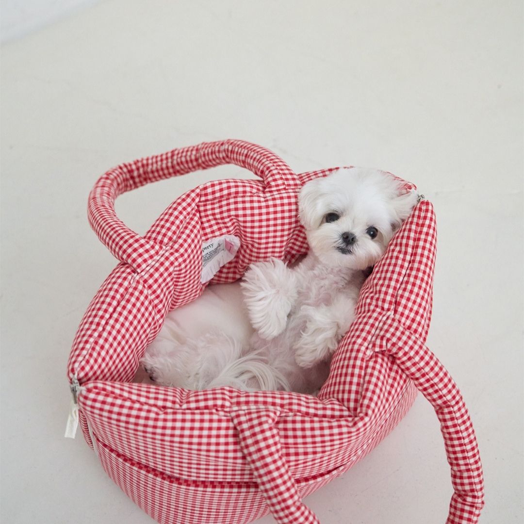 【予約】wide bag - plaid red [APERTY]