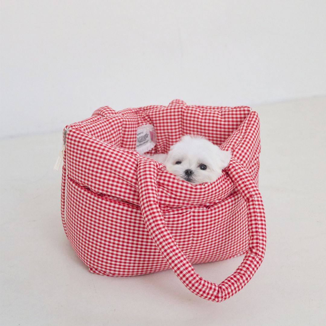 【予約】wide bag - plaid red [APERTY]