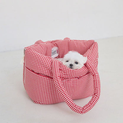 【予約】wide bag - plaid red [APERTY]