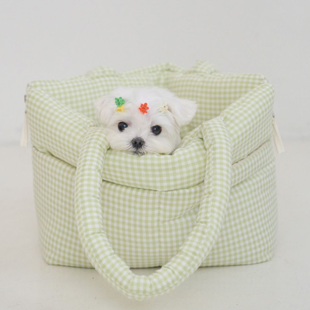 【予約】wide bag -  plaid green [APERTY]