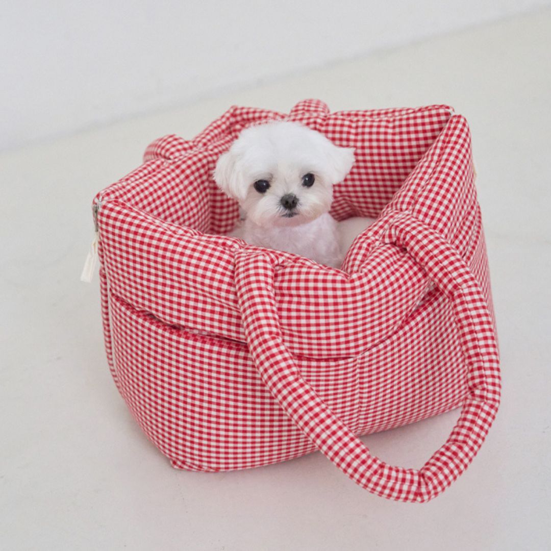 【予約】wide bag - plaid red [APERTY]