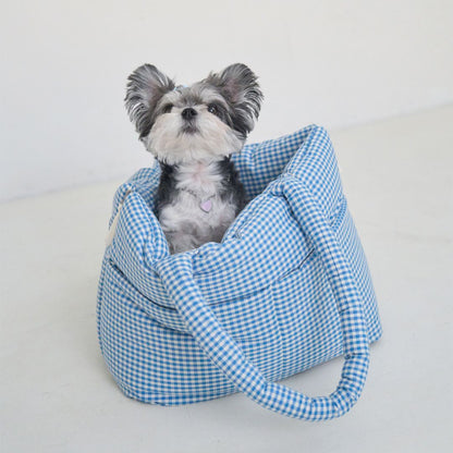 【予約】wide bag - plaid blue [APERTY]