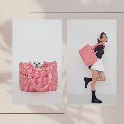 【予約】wide bag - plaid red [APERTY]