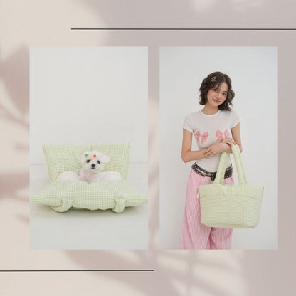【予約】wide bag -  plaid green [APERTY]