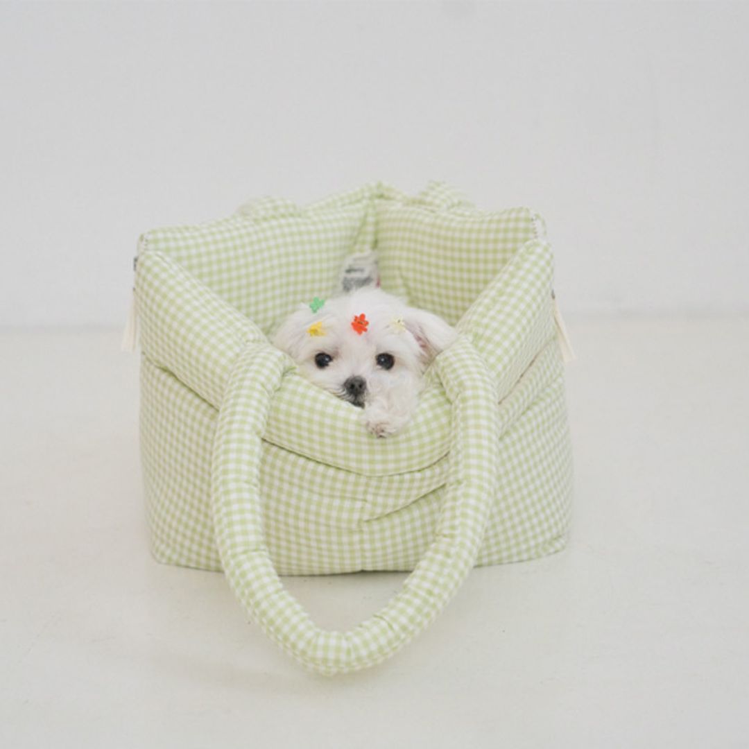 【予約】wide bag -  plaid green [APERTY]