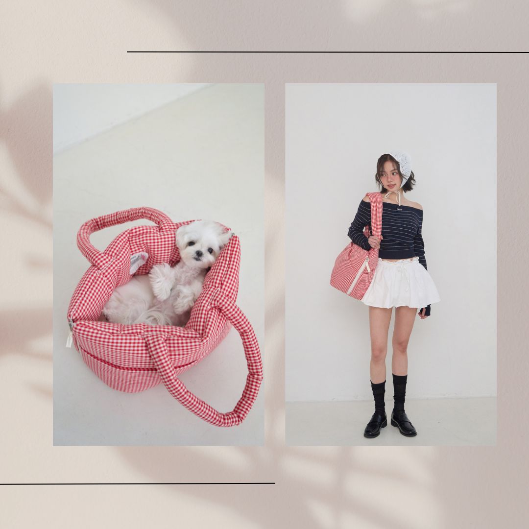 【予約】wide bag - plaid red [APERTY]