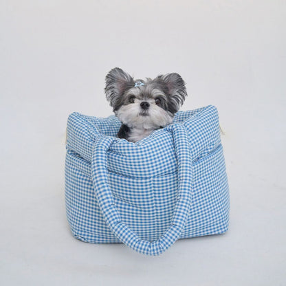 【予約】wide bag - plaid blue [APERTY]