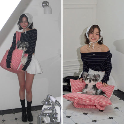 【予約】wide bag - plaid red [APERTY]