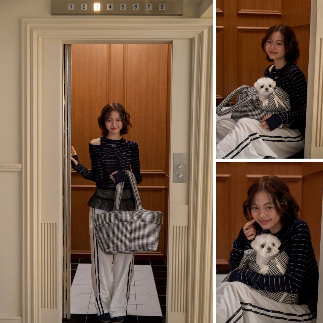【予約】wide bag - plaid black [APERTY]