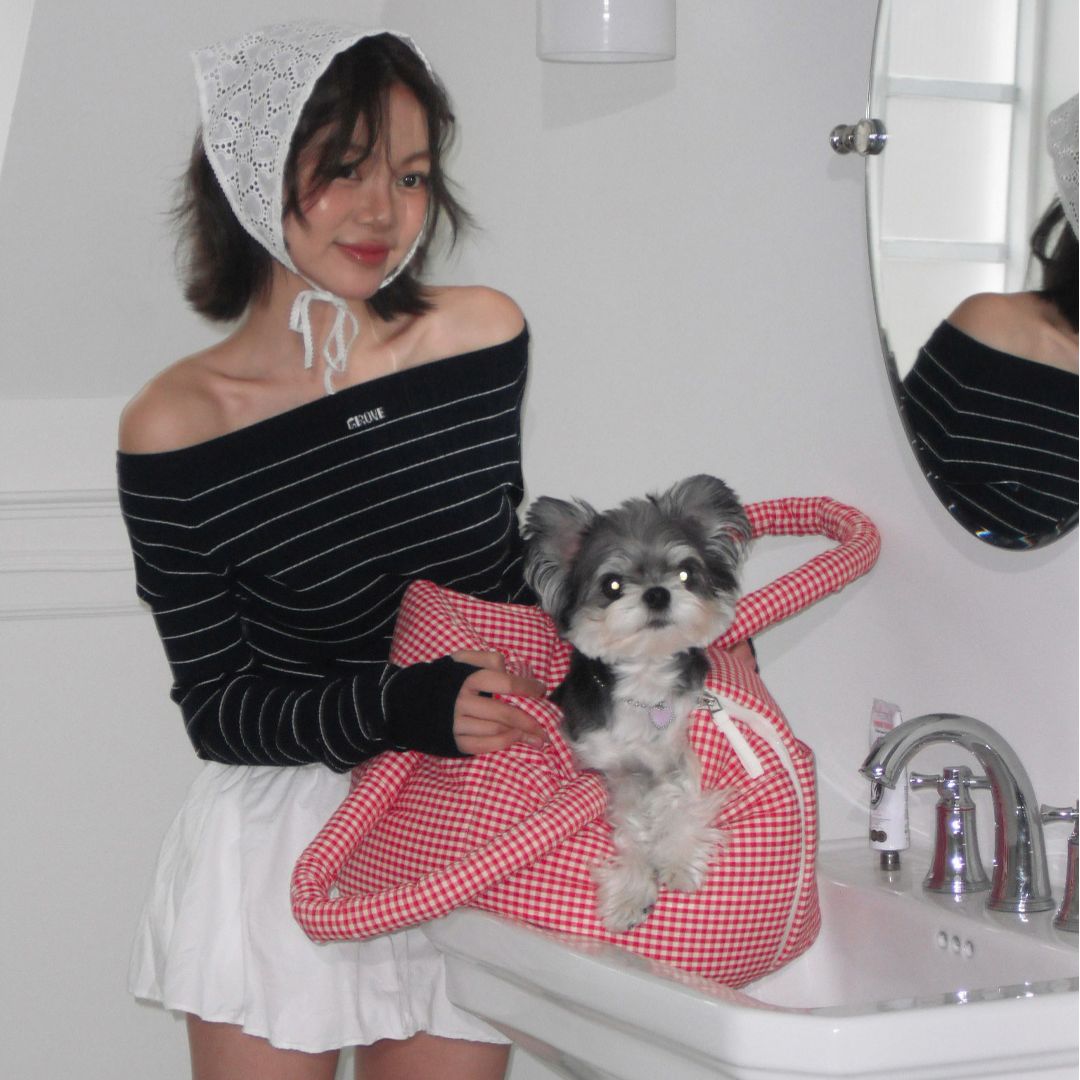 【予約】wide bag - plaid red [APERTY]