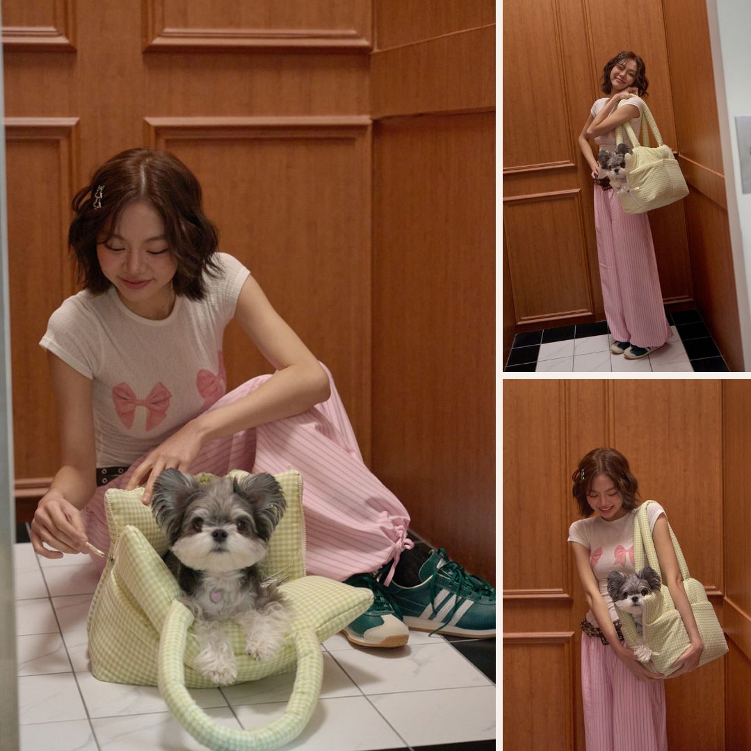 【予約】wide bag -  plaid green [APERTY]