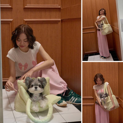 【予約】wide bag -  plaid green [APERTY]