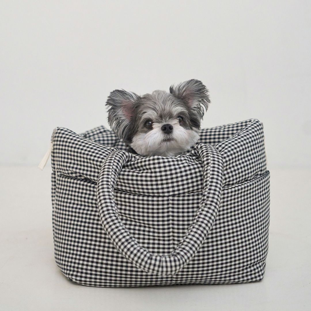 【予約】wide bag - plaid black [APERTY]